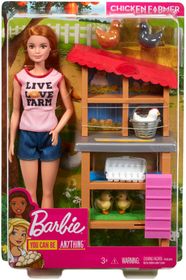 barbie careers chicken farmer doll & chicken coop playset