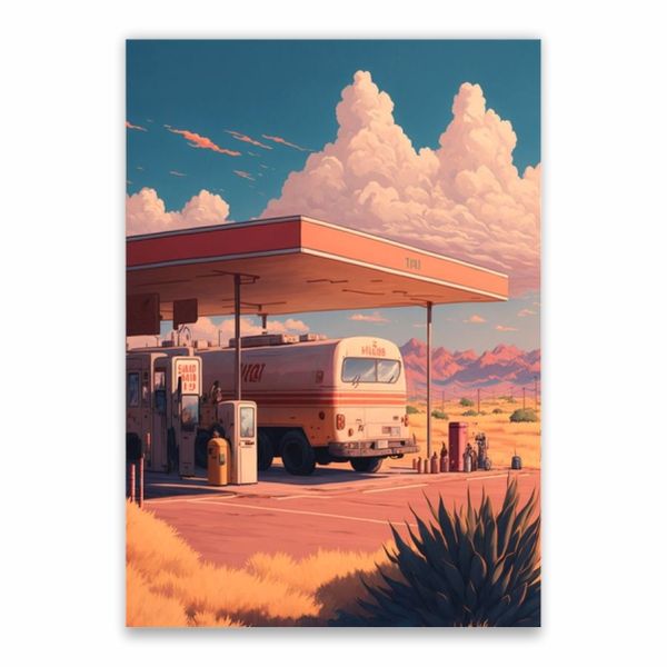 Gas Station View Poster - A1