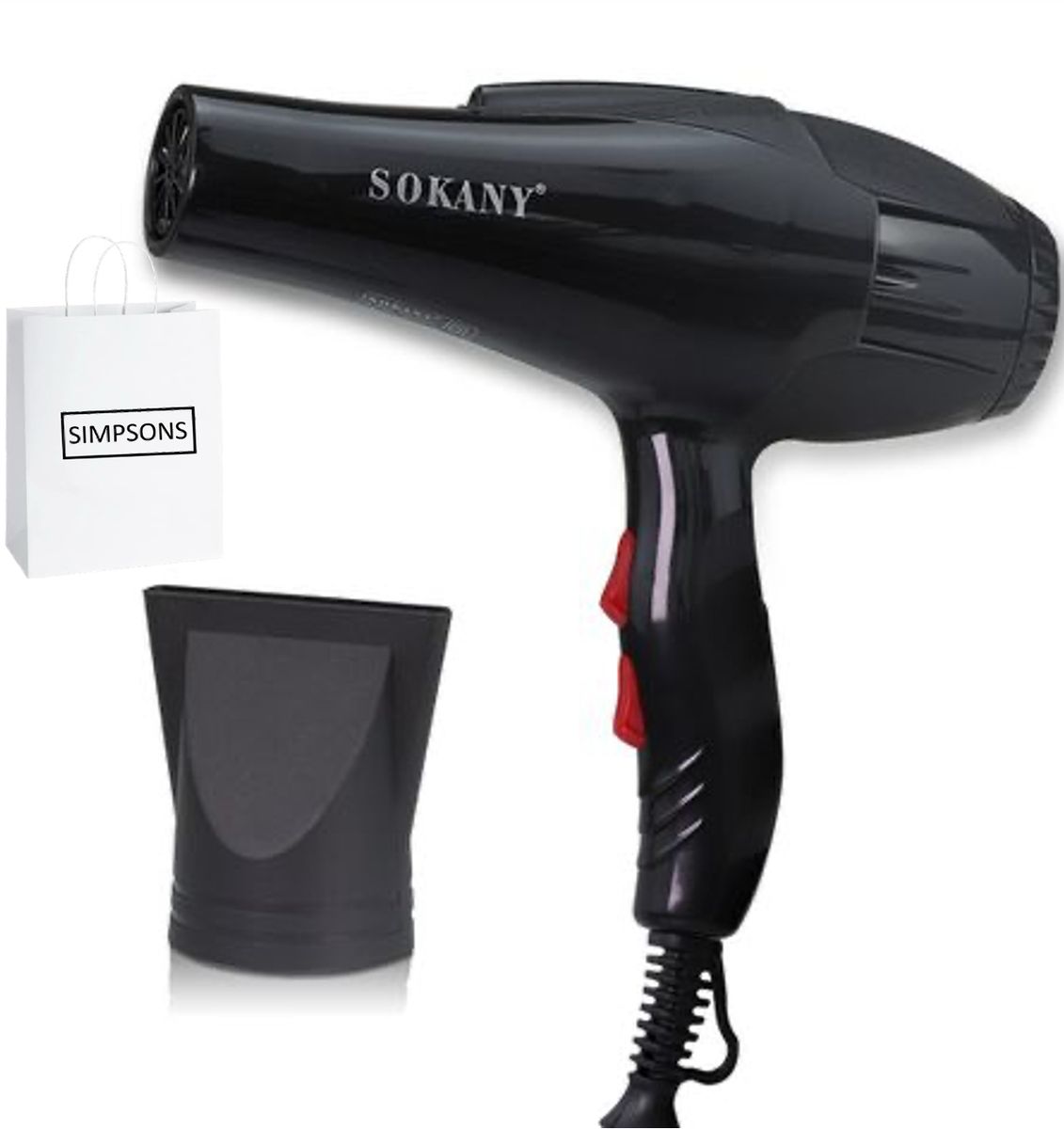 Sokany- Professional Hair Dryer 2300W Anions Hair Care & Simpsons Gift Bag