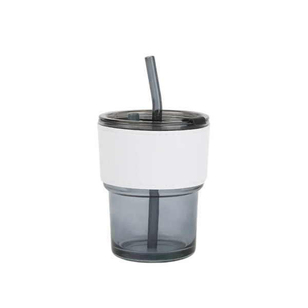 420ml Leather Protective Sleeve Straw Water Bottle