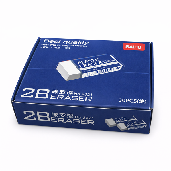 White Eraser Set - Soft &amp; Clean Erasing -30 Pack-5 x 30 Packs