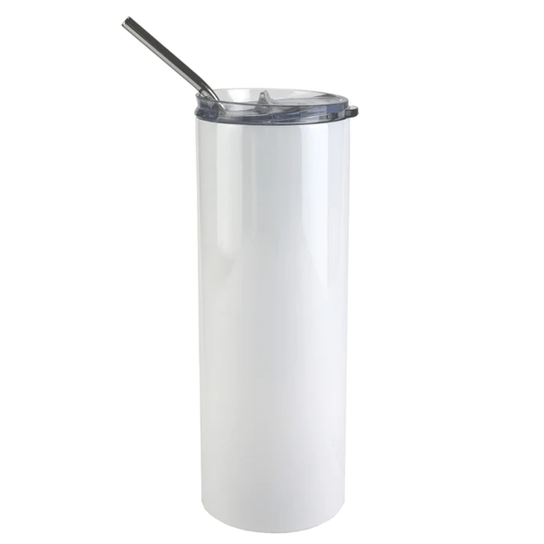 White Water Bottle and Coffee Flask With Straw - Travel Mug