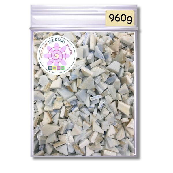 Mosaic Tiles Pre-cut Rustic White with Blue Marbling 960 g (for crafting)