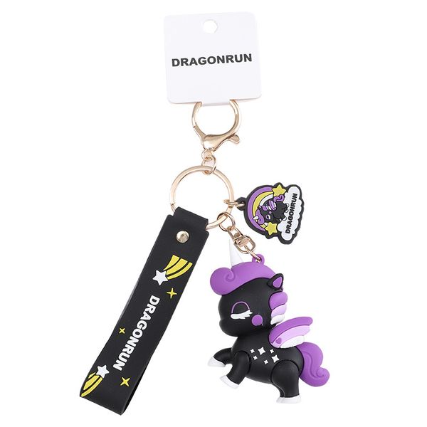 Cartoon Black Unicorn Keychain