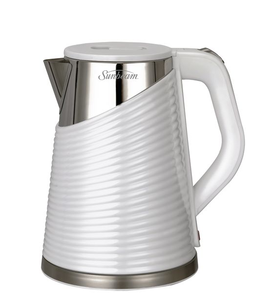 Sunbeam White, Silver Stainless Steel 1.8 L Kettle