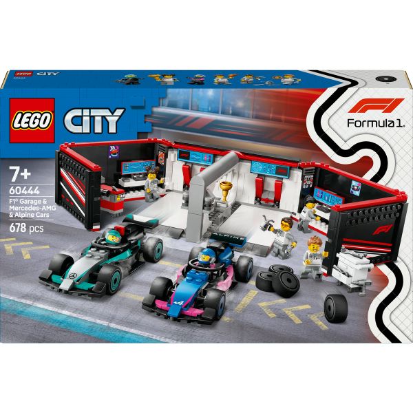 LEGO® City F1® Garage &amp; Mercedes-AMG &amp; Alpine Cars Toy Playset 60444
