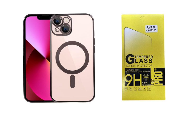 Magnetic Cover and Tempered Glass Screen Protector for iPhone 14