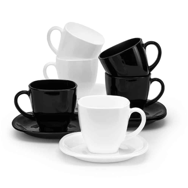 thumbnail: Dajar Luminarc Carine Koffieservies - 22 Cl, Wit, Frans Design - Voor Koffie Of Thee