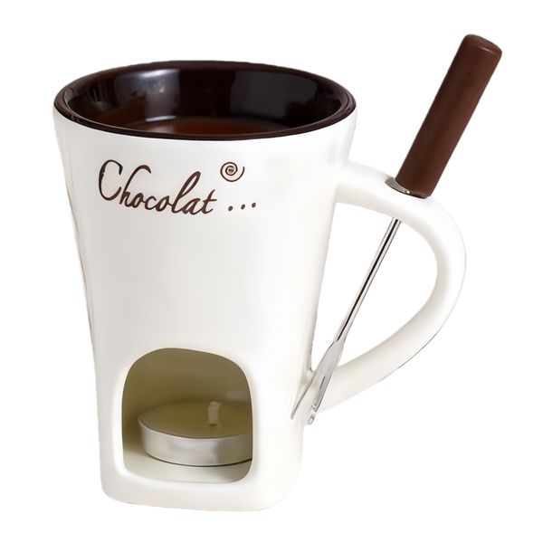 Ceramic Chocolate Fondue Set-Multifunctional Hot Pot Cup For Candle Heating