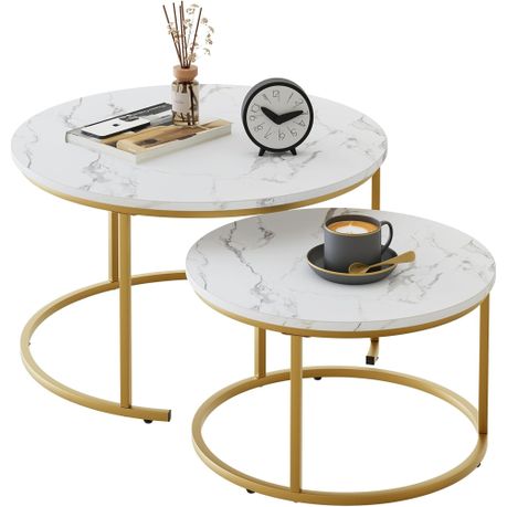 Round Coffee Table Nesting Coffee End Tables Stacking Side Tables - Set of 2 Image