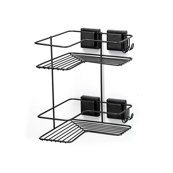 Arthi Black Steel Wall Mount 2 Compartment Shower Rack