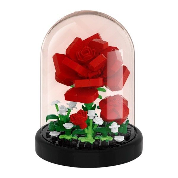 182 Pieces Rose Flower Dome Building Blocks Set - Red