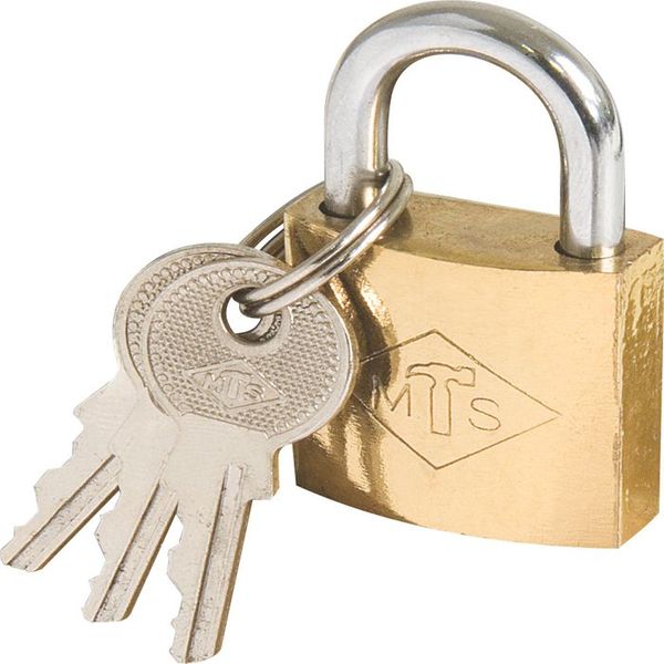 MTS Padlock Brass/Pl 25mm D/Blist Wz359