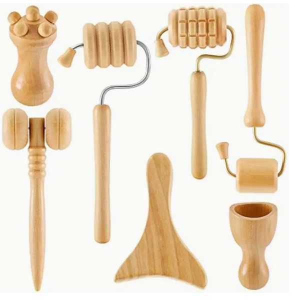 7pcs Wooden Face Massage Tool Set Sculpting Tool, Skin Care Facial Massager