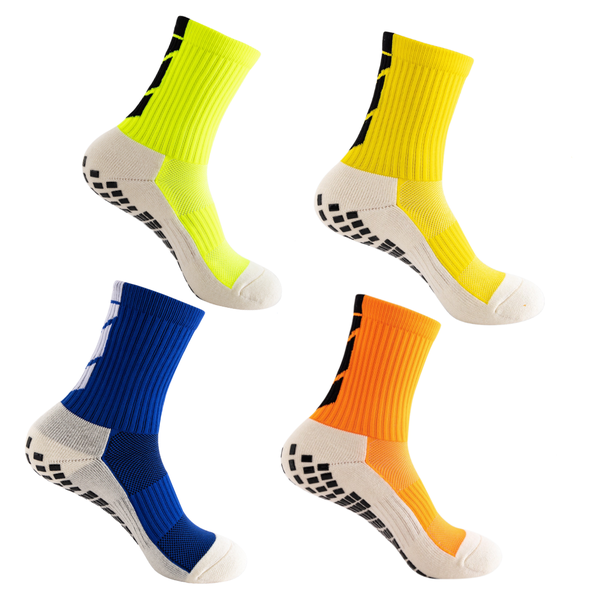 Anti-Slip Grip Athletic Soccer Sports Socks 4 Pairs Dark Color