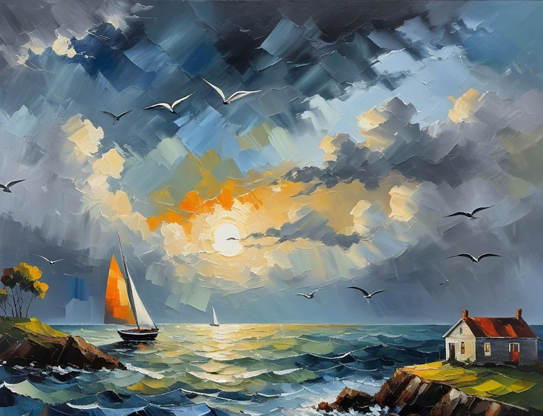 Modern Canvas Wall Art Home Decor - Rough Sea Sail