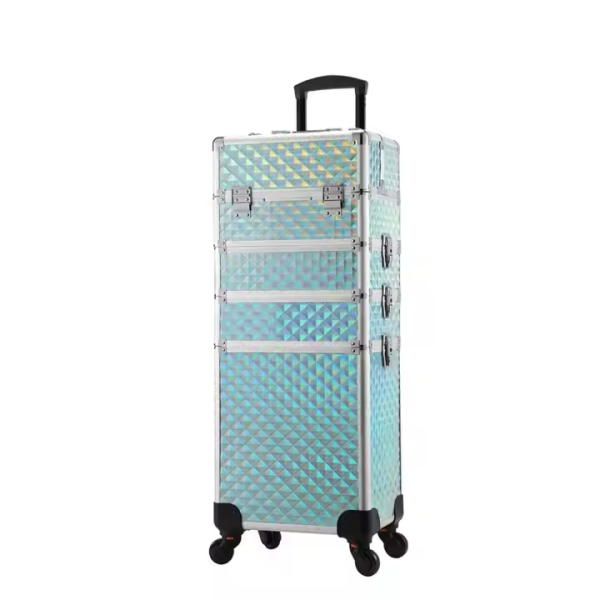 Trolley 4 in 1 Large Capacity Makeup Travel Case with Key&amp; Swivel Wheels