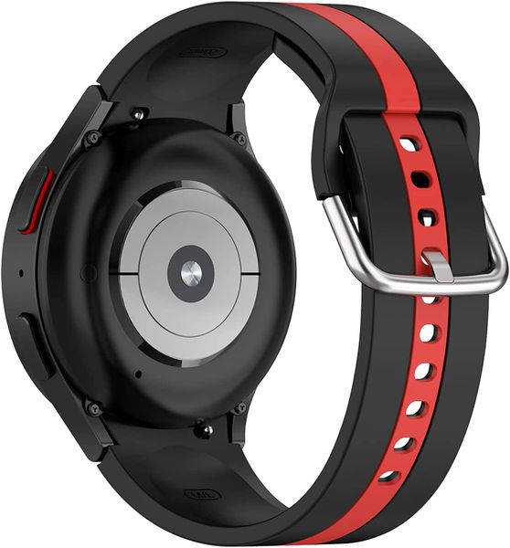Two-tone Strap Compatible with Samsung Galaxy Watch 4/5/6/7/7FE - Black &amp; Red