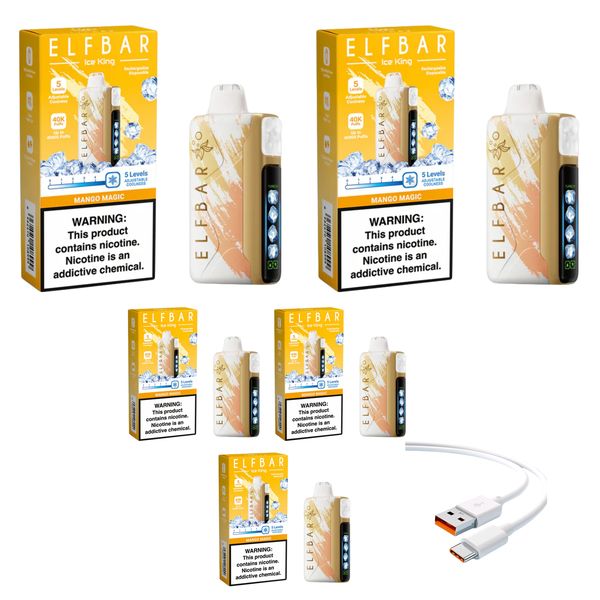 Elfbar Ice King 25k Mango Magic +DiscoVape Charging Cable (Pack of 5)