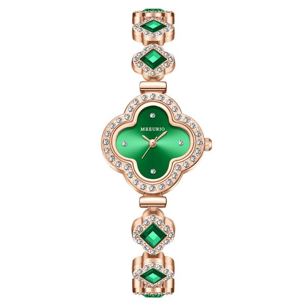 Four-leaf Clover Emerald Bracelet Quartz Women's Watch