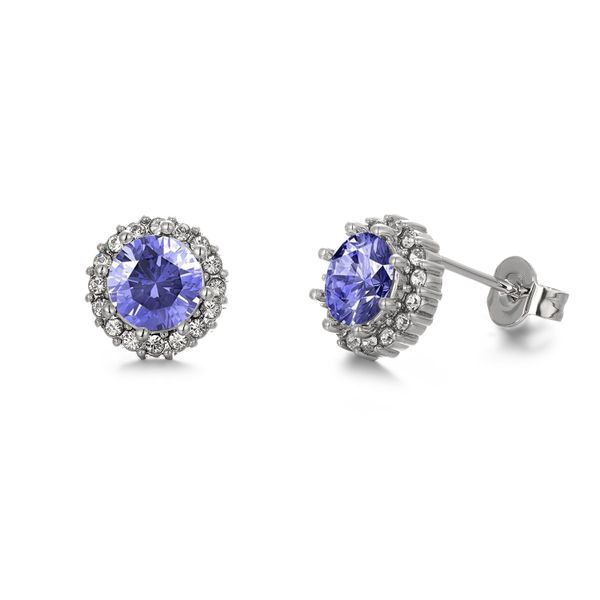 Destiny Luna February/Amethyst Birthstone Earring with Swarovski Crystals