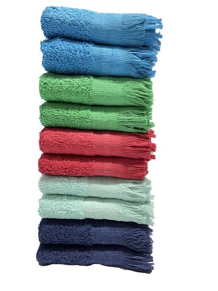 FMF 10 Pack Assorted Fringe Guest Towel 30x50cm