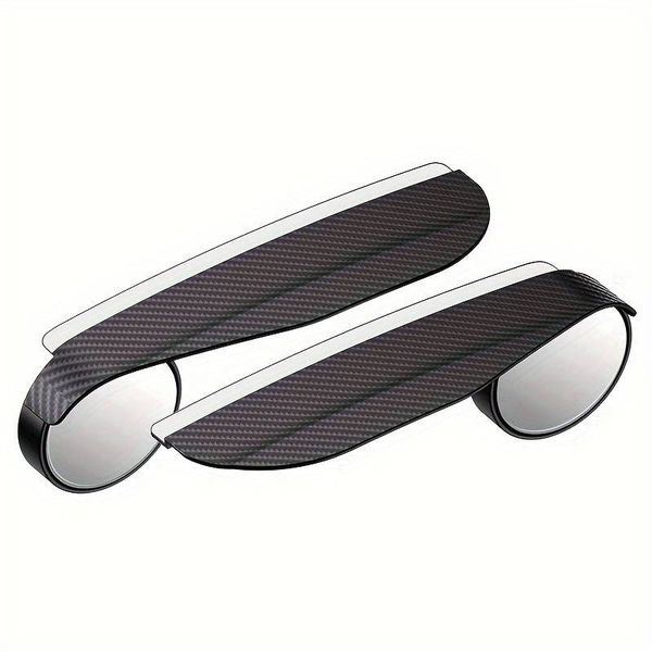 2-in-1 Carbon Fiber Car Mirror Rain Cover with Blind Spot Mirror - 1 Pair