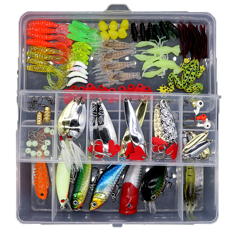 113 Piece Fishing Lures Fishing Stuff Equipment Set Tackle Box Starter