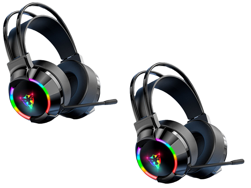 2 Pack-G606 Wired Gaming Headset with Microphone and RGB Lighting