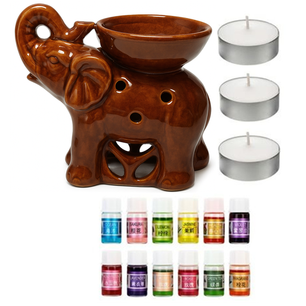 Elephant Oil Burner Tealight Candle Holder with Water Soluble Essential Oil