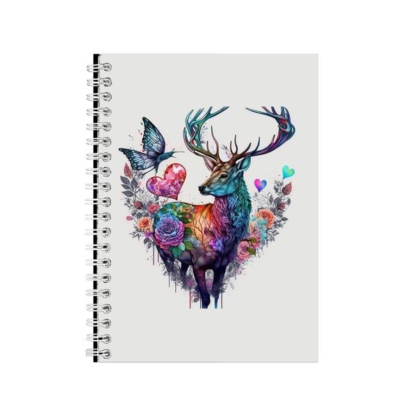 Deer 3 Watercolor Heart Notebook Animal Gift Idea Notepad Pad 117