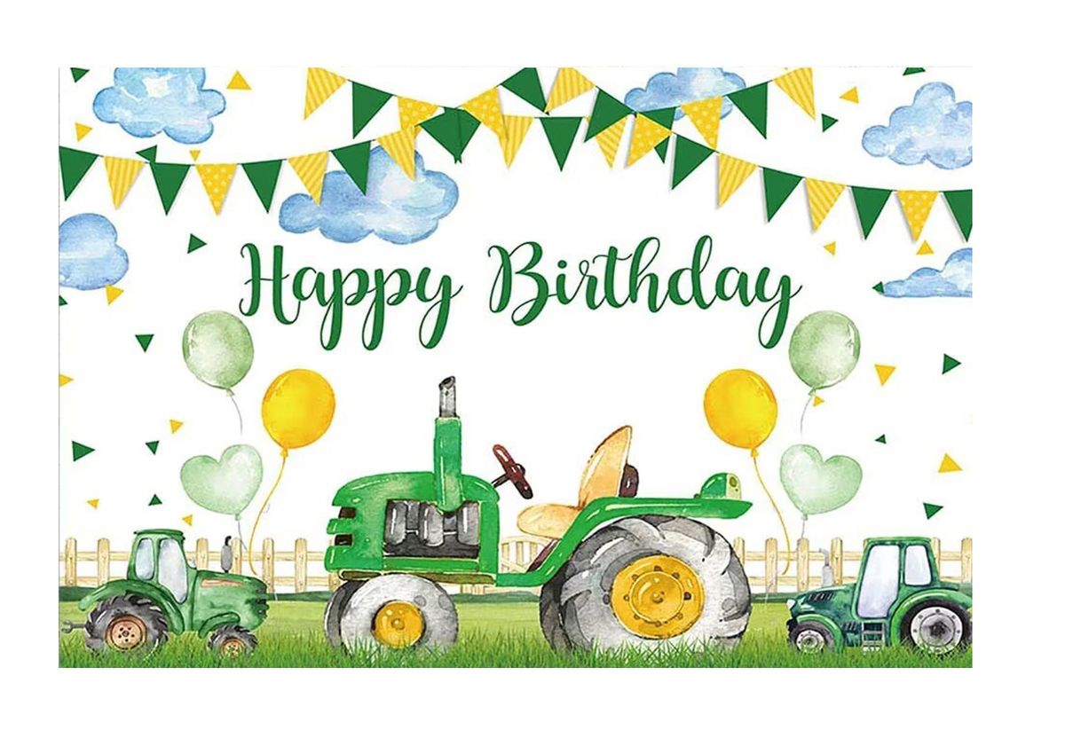 Kids Birthday Party Table and Photography Backdrop - Green Pastel Farm ...