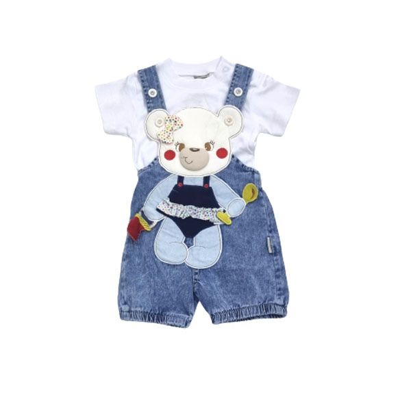 Baby's 100% Cotton Dungaree with Cute 3-D Print &amp; T-Shirt Set