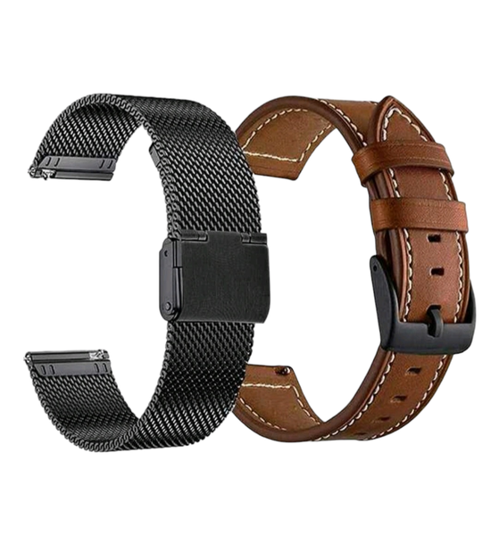 Stainless Steel Mesh and Leather Strap Compatible with Samsung Galaxy -20mm