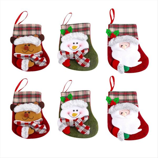 Christmas Stockings Candy Gift Bag 3D Santa Snowman-Elk Socks Decoration