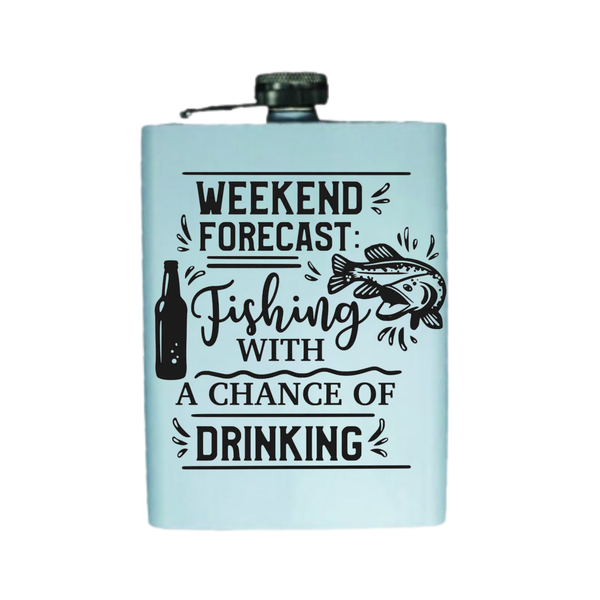 Weekend Forecast Fishing Custom printed Hip Flask 160 ml