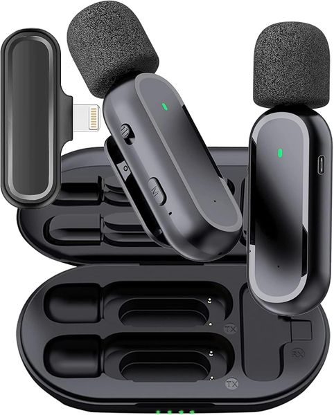 2-Pack Wireless Lavalier Microphone with Professional Noise Cancellation.