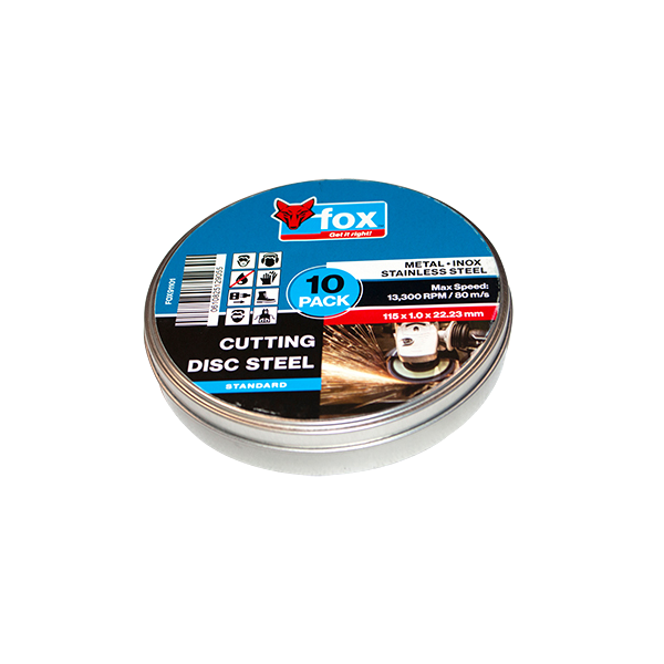 Fox 10Pcs Standard Steel Cutting Discs - 115x1.0x22.23mm