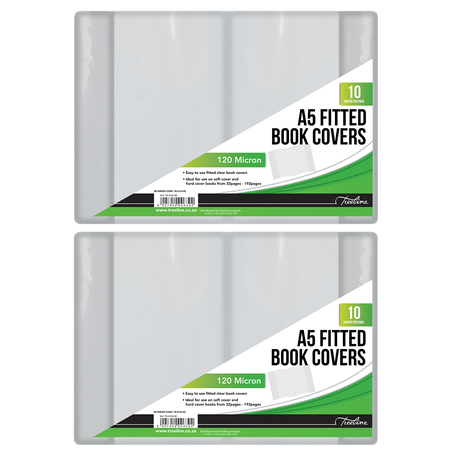 Treeline A5 PVC Clear Fitted Book Covers - 2 Packs of 10 Image