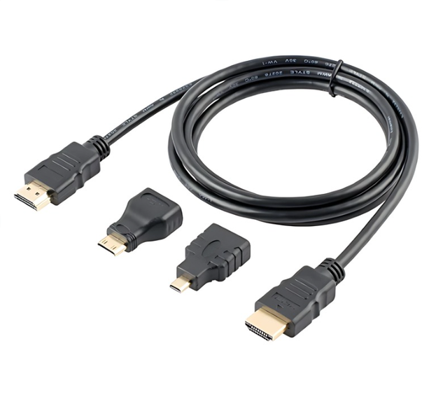 HDTV 3-in-1 Cable Set - HDMI to HDMI, Mini HDMI &amp; Micro HDMI Adapter Cables
