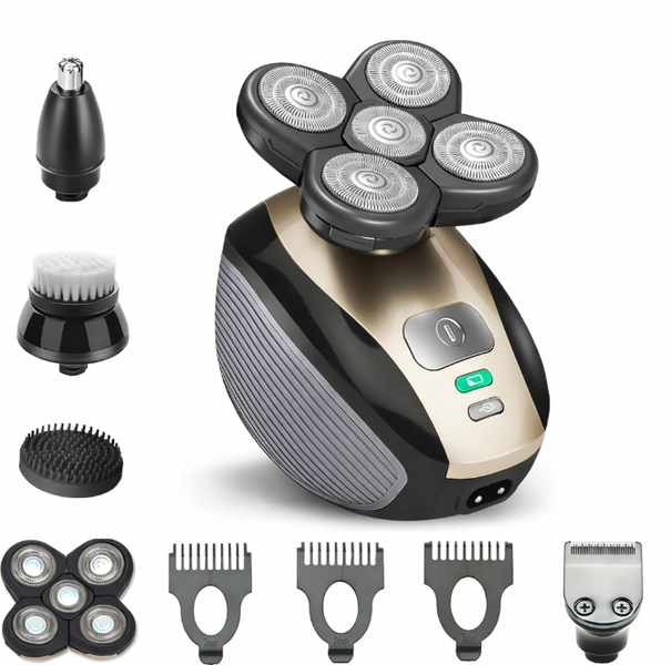 5-in-1 Rechargeable Head Shaver for Bald Men - 5D Rotary