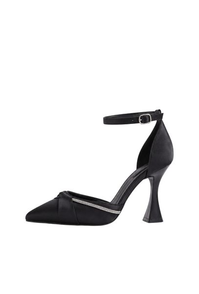 Elegant Black Satin High Heel Shoes