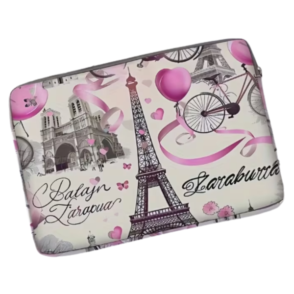 Paris-Inspired Laptop Sleeve - Eiffel Tower &amp; Romance Print