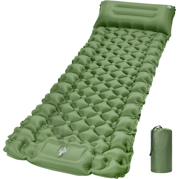 Camping Sleeping Pad With Built-In Pillow And Pump