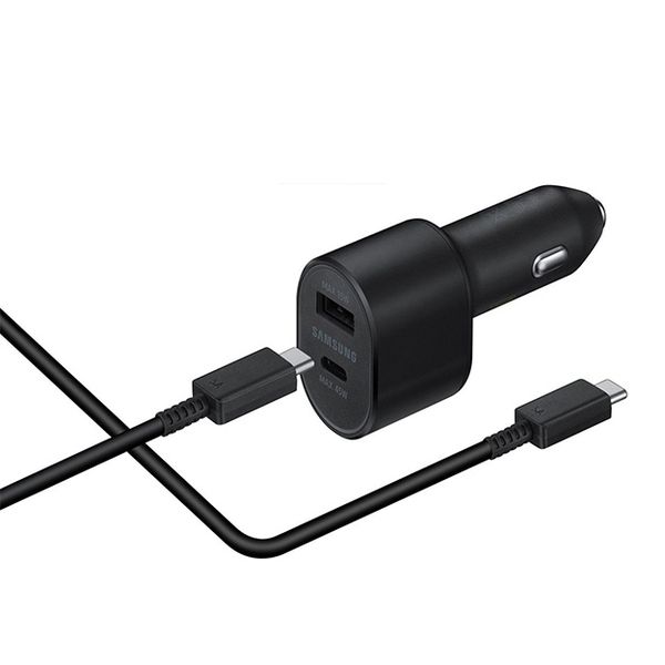 Samsung Original PD Dual Port Car Charger 45W/15W With USB-C Cable - Black
