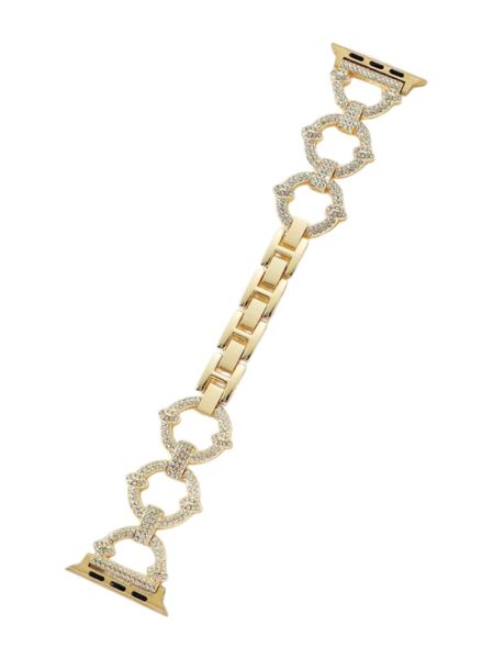 Bracelet Watch Strap with Shimmering Stone Design - Yellow Gold