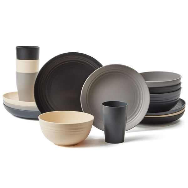 Chenshia Wheat Straw Dinnerware Set-BPA Free Camping &amp;Picnic Tableware 16Pc