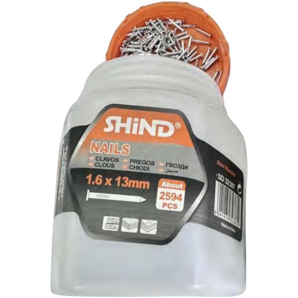 Shind 2594-Piece 1.6x13mm Nails Pack - High-Volume Fastening