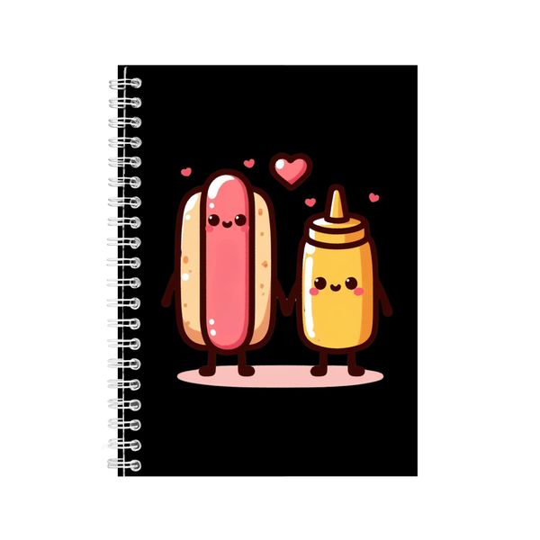 Mustard A5 Notebook Spiral and Lined Matching Couples Graphic Notepad 092
