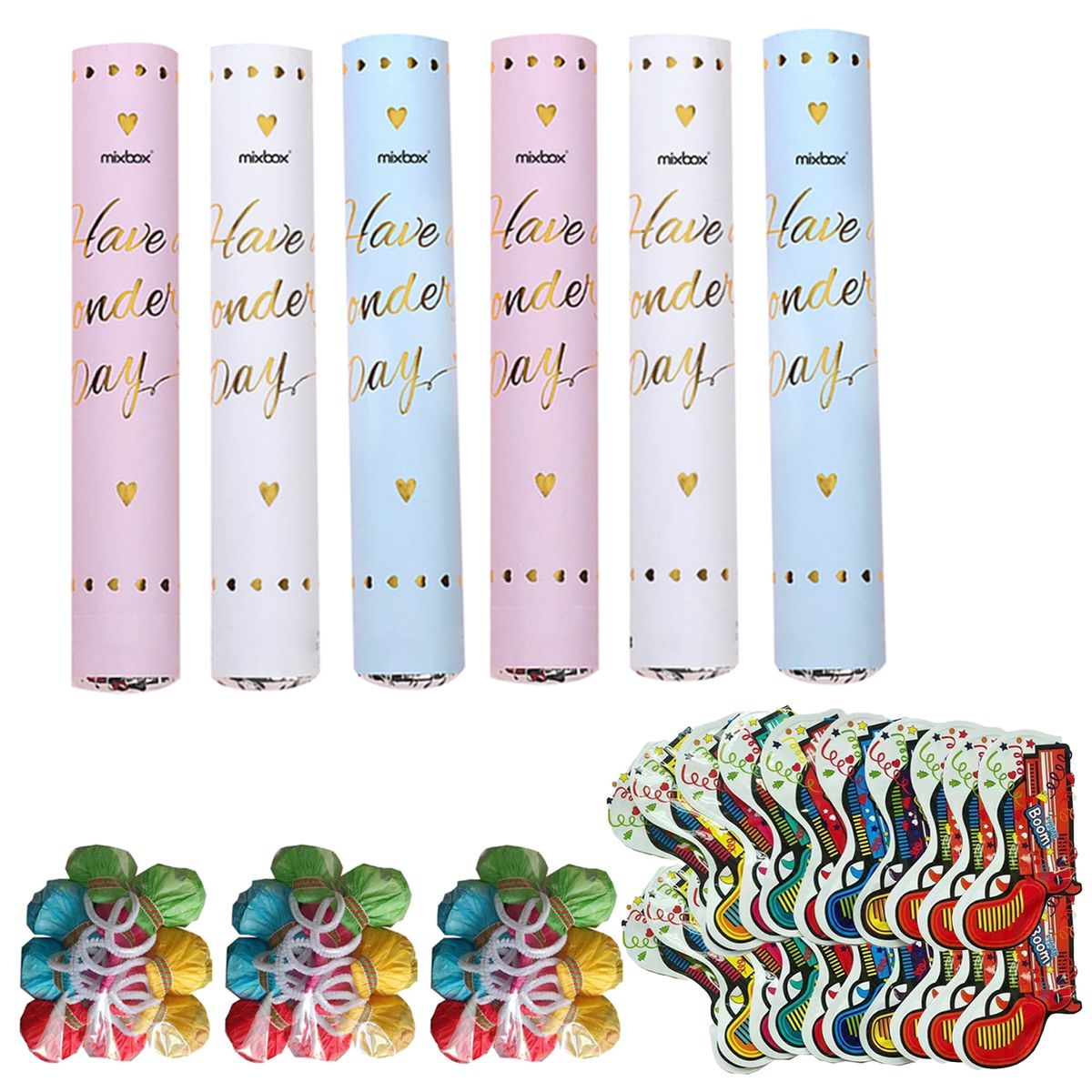 Mix Box Confetti Party Popper Cannon Set for Party and Wedding – 56 Pieces